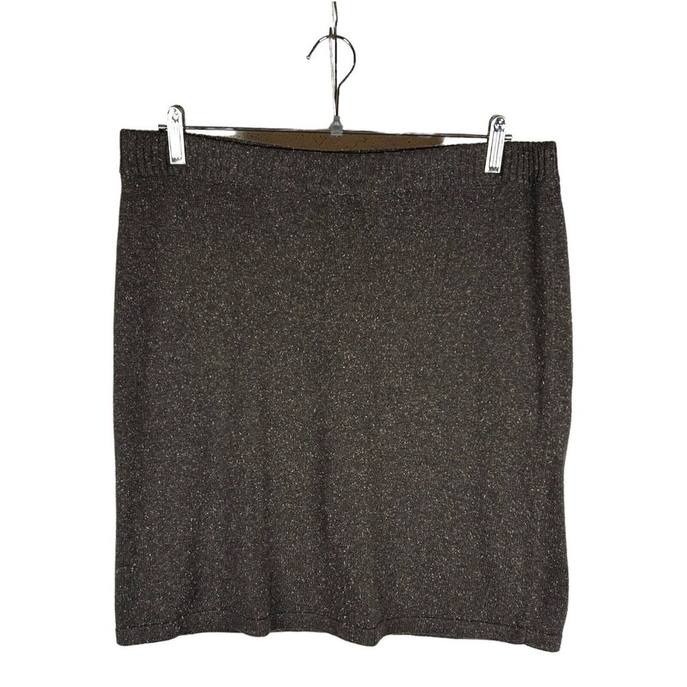 J. Jill Womens Size M Brown Tweed Silk Cotton Blend Knit Mini Skirt Neutral Fall